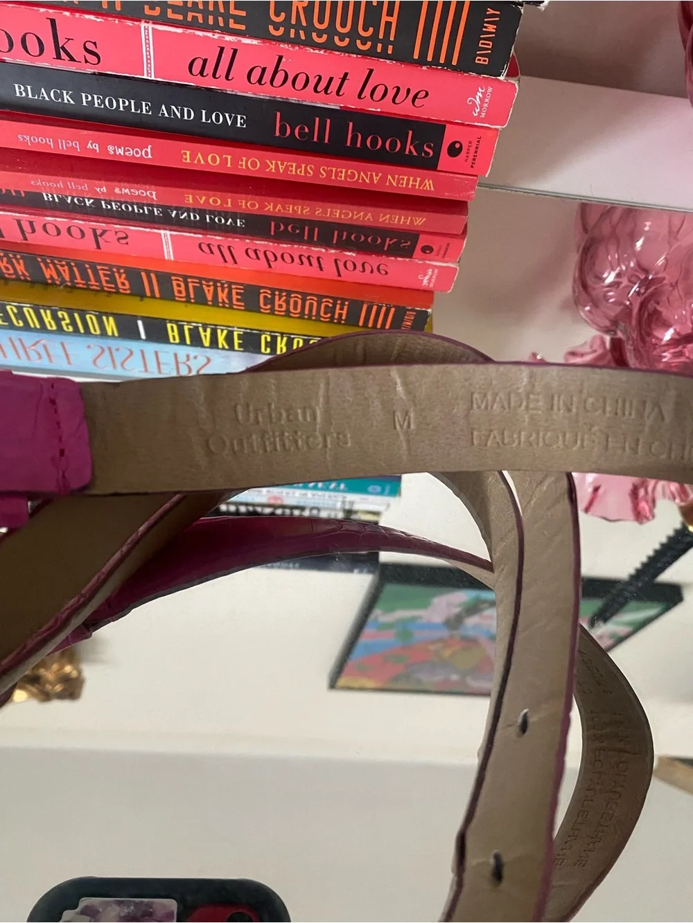 Urban Outfitters Pink Crocodile Embossed Belt